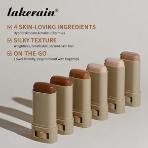 2-Piece Serum-Boosted Skin Tint Foundation Stick Set, Smooth High Coverage Concealer, Travel Makeup