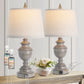 Modern Farmhouse Table Lamps Set of 2 with USB Ports, 3-Way Dimmable Touch Control, Washed Finish Bedside Nightstand Lamps