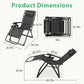 Zero Gravity Reclining Lounge Chair – Portable Folding Outdoor Chair with Removable Cushion & Cup Holder Tray