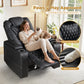 Electric Power Recliner Chair with USB Ports, Cup Holders, Breathable Leather, Hidden Arm Storage for Home Theater & Living Room