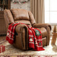 Classic Leather Manual Recliner Chair, Traditional Single Sofa with Padded Arms & Backrest for Living Room