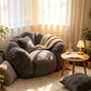 Large Petal Cloud Lounge Chair – Faux Rabbit Fur Upholstered Cozy Wrap-Arm Accent Sofa for Bedroom, Living Room & Gaming