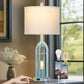 27-Inch Coastal Table Lamp, 3-Way Dimmable Touch Control, USB-A and USB-C Ports, AC Outlet, Vintage Bedside Nightstand Lighting