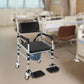 Foldable Rolling Shower Commode Chair with Bidet – Height Adjustable Toilet & Bath Seat with Wheels, 352 lb Capacity