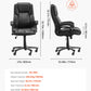 Ergonomic Executive Office Chair, 300/400 lb Capacity PU Leather Reclining Chair with Adjustable Height