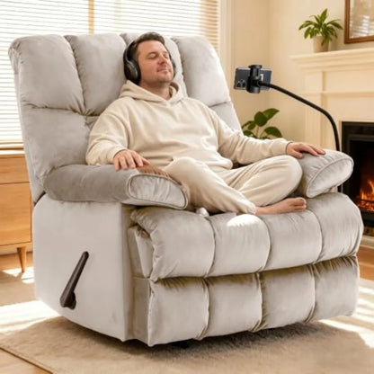 Oversized Extra-Wide Recliner Chair – Heavy-Duty 400 lb Velvet Single Sofa Lounge Chair for Living Room