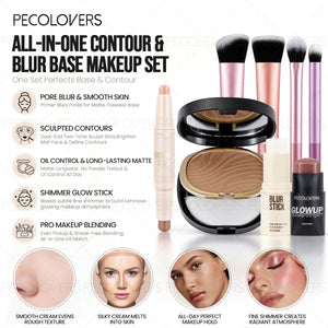 9-Piece Face Makeup Set with Blush and Contour Sticks, Bronzer, Concealer Palette and Makeup Brushes