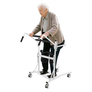 Standing Patient Transfer Aid – Adjustable Seat & Knee Pads, 264 lbs Capacity, 360° Locking Casters