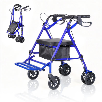 Lightweight Foldable Transport Wheelchair for Adults – Portable Travel Chair with Adjustable Height & Under-Seat Storage