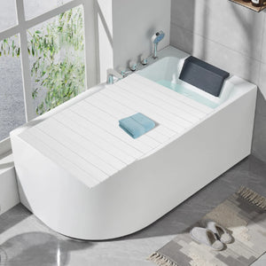 Foldable Bathtub Cover Board, 80 x 160 cm White Wood Grain Bath Tray Shelf, Durable Easy-Clean Design