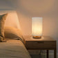 Small Bedside Table Lamp with Round Linen Fabric Shade for Bedroom and Desk