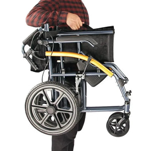 Lightweight Folding Manual Wheelchair with Steel Frame and 16-Inch Rear Wheels