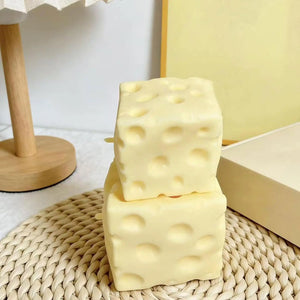 7cm Square Cheese Squishy Shell, 1-Piece Unfilled TPR DIY Squeeze Toy for Teens