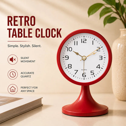 Vintage Analog Alarm Clock with Night Light, Silent Quartz Movement, Battery Operated Small Bedside Desk Clock for Bedroom