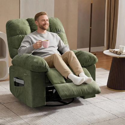 Power Lift Recliner Chair with Massage & Heat, Extra-Wide 360° Swivel Rocker with Adjustable Headrest, Footrest & Side Pockets