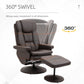 PU Leather Swivel Recliner Chair with Ottoman, Upholstered Reclining Armchair with Footrest for Living Room & Office