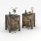 18" Rustic Farmhouse Nightstand with Charging Station – Barn Door Bedside Table with Adjustable Shelf & Storage