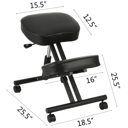Ergonomic Kneeling Chair with Thick Cushion – Rocking Wood Posture Support Stool for Home Office & Computer Desk