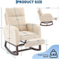 Nursery Glider Rocking Chair with Adjustable Footrest – High Back Upholstered Lounge Chair with Side Pockets, Beige