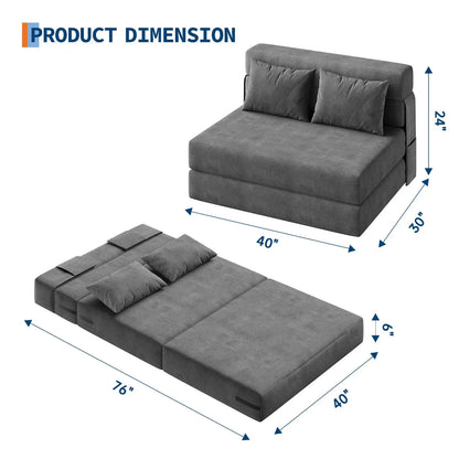 4-in-1 Folding Sofa Bed – Convertible Corduroy Loveseat Sleeper Couch with Pillow, Space-Saving Fold-Out Chair Bed