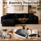 Black L-Shaped Boneless Sectional Sofa – Memory Foam Deep Seat Couch with Fabric Upholstery for Living Room