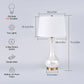 28-Inch Table Lamp with Shell Body, Linen Shade and LED Night Light, Bronze Base, Ships from USA