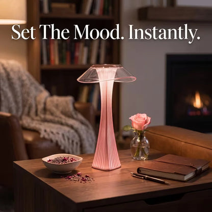 Pink Cordless LED Table Lamp, 1200mAh Rechargeable Battery, USB-C Charging, 3 Color Temperatures and Stepless Dimming