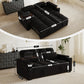 65-Inch 3-in-1 Convertible Sofa Bed – Pull-Out Sleeper Couch with 360° Swivel Side Table & USB Charging, Black