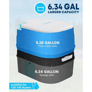 6.34-Gallon Portable Camping Toilet – Large Capacity Leak-Proof Porta Potty with Detachable Waste Tank & Odor Control