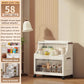 Rolling Bedside Storage Cabinet with Clear Doors, Large Capacity Waterproof Nightstand Organizer with Lockable 360° Wheels for Bedroom & Dorm