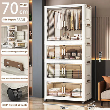 Large Foldable Storage Cabinet, Multi-Size Multifunctional Organizer with Folding Design for Bedroom, Home & Office