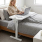 28/32-Inch Height Adjustable Overbed Table with Wheels & Cup Holder, Pneumatic Rolling Laptop Standing Desk for Home Office