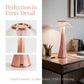 Pink Cordless LED Table Lamp, 1200mAh Rechargeable Battery, USB-C Charging, 3 Color Temperatures and Stepless Dimming