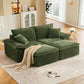 81-Inch Boneless Loveseat Sofa Bed – Oversized Faux Fur Lounge Couch with Removable Ottoman & Pillows