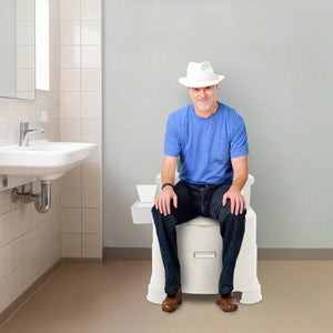 Portable Bedside Commode Chair with Armrests & Backrest – 2 Height Settings, Dual Buckets, 220 lb Capacity