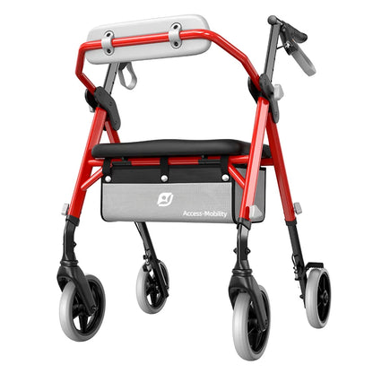 Heavy-Duty Rollator Walker for Seniors with Seat & Backrest – 350 lb Capacity, Foldable, 5-Level Height Adjustable with Storage Bag