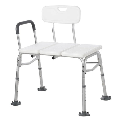 Tub Transfer Bench for Seniors – Height Adjustable Shower Chair with Backrest & Slip-Resistant Feet