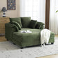 56-Inch Oversized Corduroy Chaise Lounge Chair – Deep Seat Reading Sofa Bed with Throw Pillows for Living Room