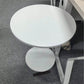 Round C-Shaped Side Table with Faux Marble Top, 2-Tier Metal Frame End Table for Living Room & Bedroom