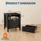 Modern Nightstand with Charging Station, 2 Drawers & Open Shelf, Bedside Table with USB-C Port & AC Outlet, Black
