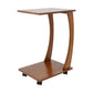 C-Shaped Solid Wood Side Table with Wheels – Portable Rolling TV Tray & Laptop Desk for Couch, Bedside & Small Spaces