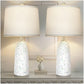 27-Inch Faux Stone Boho Table Lamps Set of 2 with USB-A and USB-C Ports, Rustic Bedside Lamps for Bedroom and Living Room