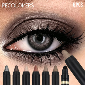 6-Piece Dual-Ended Eyeshadow Stick Set, Matte and Glitter Cream Eye Pencils, Water-Resistant
