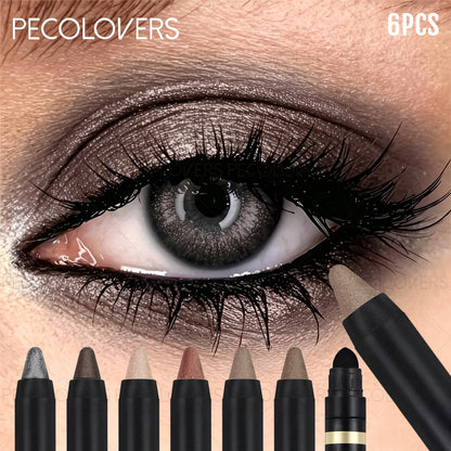 6-Piece Dual-Ended Eyeshadow Stick Set, Matte and Glitter Cream Eye Pencils, Water-Resistant
