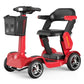 Foldable Electric Mobility Scooter for Adults, All-Terrain Lightweight Portable 4-Wheel Travel Scooter, Red