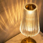 Rechargeable LED Table Lamp, Brushed Gold Aluminum, Prismatic Shade, Touch Stepless Dimming, 3 Color Modes, USB-C Charging