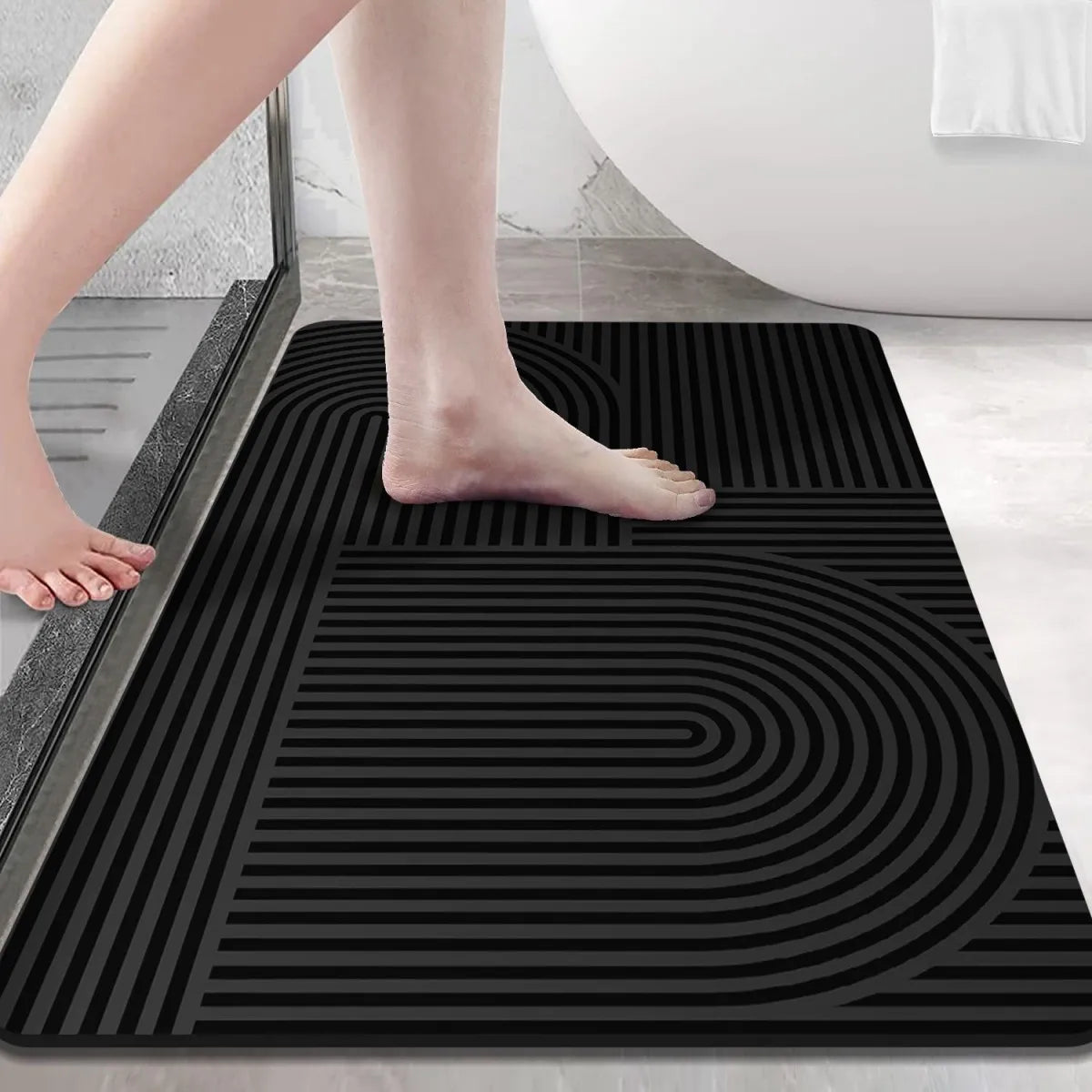 Absorbent Diatom Mud Bath Mat, Non-Slip Rubber Backing for Bathroom & Kitchen