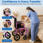 Ultra-Lightweight Foldable Transport Wheelchair – Extra-Wide Seat, Handbrakes & 12" Rear Wheels