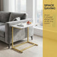 27" C-Shaped End Table, Slide-Under Sofa Side Table for Living Room & Bedroom