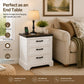 Farmhouse Nightstand with Charging Station, 3-Drawer Bedside Table with 2 AC Outlets & 2 USB Ports, White Storage Cabinet